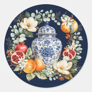 Sticker Rond Chinoiserie d'Automne, Grenade & Magnolia