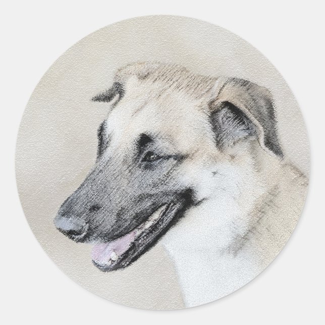 Sticker Rond Chinook (oreilles d'hélicoptère) Peinture - Chien  (Devant)