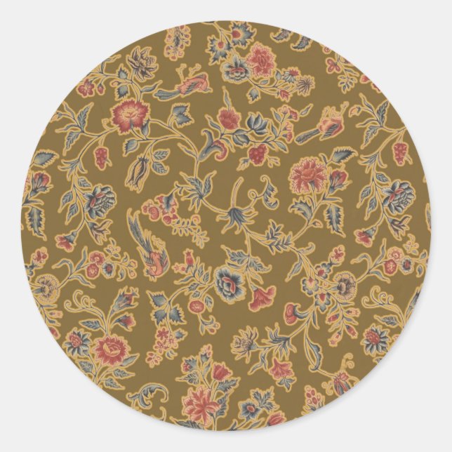 Sticker Rond Chintz Fleur Classique Joli Design Floral Doux (Devant)