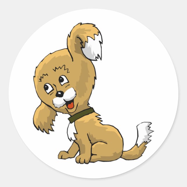 Sticker Rond Chiot de dessin (Devant)