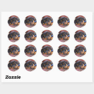 Sticker Rond Chiot de rottweiler