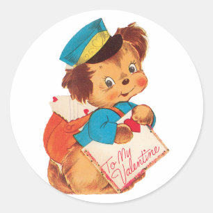 Sticker Rond Chiot de Saint Valentin