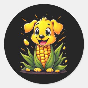 Sticker Rond Chiot Mignon Corn Dog Fermier Corndog Halloween