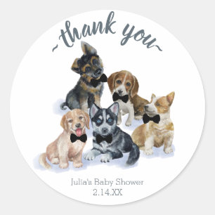 Sticker Rond Chiot pur   Élégant Merci de Baby shower mignon