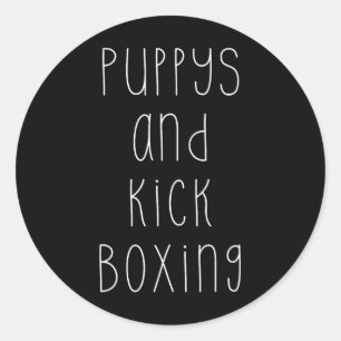 Sticker Rond Chiots et kickboxing drôle passe-temps 