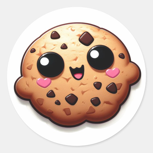 Sticker Rond Chip de chocolat de Kawaii Bakeshop Cookie-Chippy (Devant)