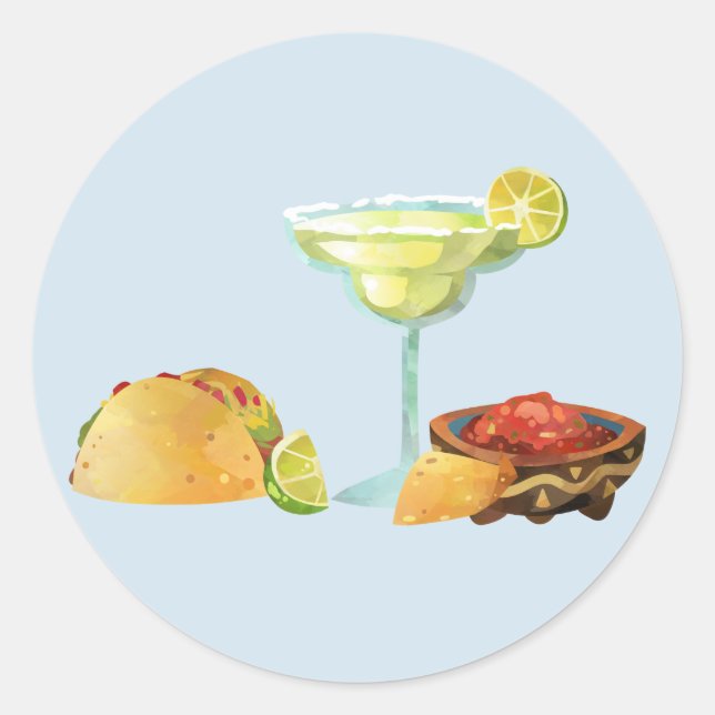 Sticker Rond Chip de cuisine mexicaine Margarita Taco Salsa (Devant)