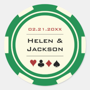 Sticker Rond Chip de poker vert et blanc