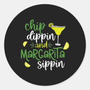 Sticker Rond Chip Dippin' Et Margarita Sippin' Cinco De Mayo F