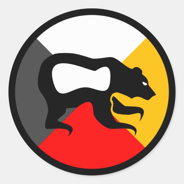 Sticker Rond Chippewa Dodem Makwa (Devant)