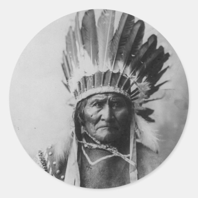 Sticker Rond Chiricahua Apache Geronimo Goyathlay Goyahkla (Devant)