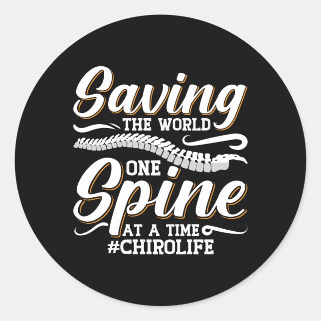 Sticker Rond Chiropratique Sauver Le Monde Spine Chiropracteur (Devant)