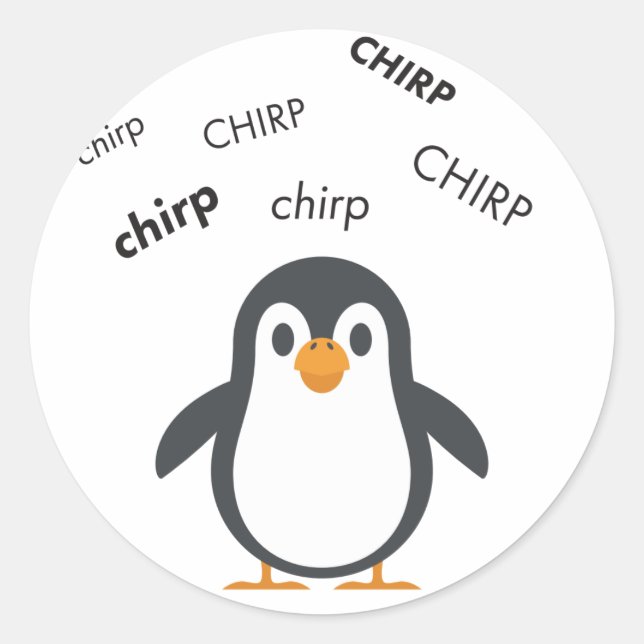 Sticker Rond Chirp Penguin Cute Emoji (Devant)