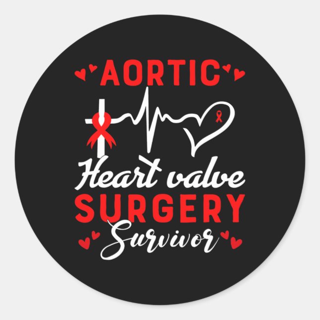 Sticker Rond Chirurgie de la valve cardiaque Survivor Maladie c (Devant)