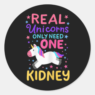 Sticker Rond Chirurgie Renal Transplant Rein Cute Unicorne Pour