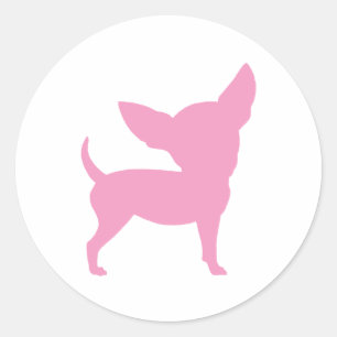Sticker Rond Chiwawa drôle rose