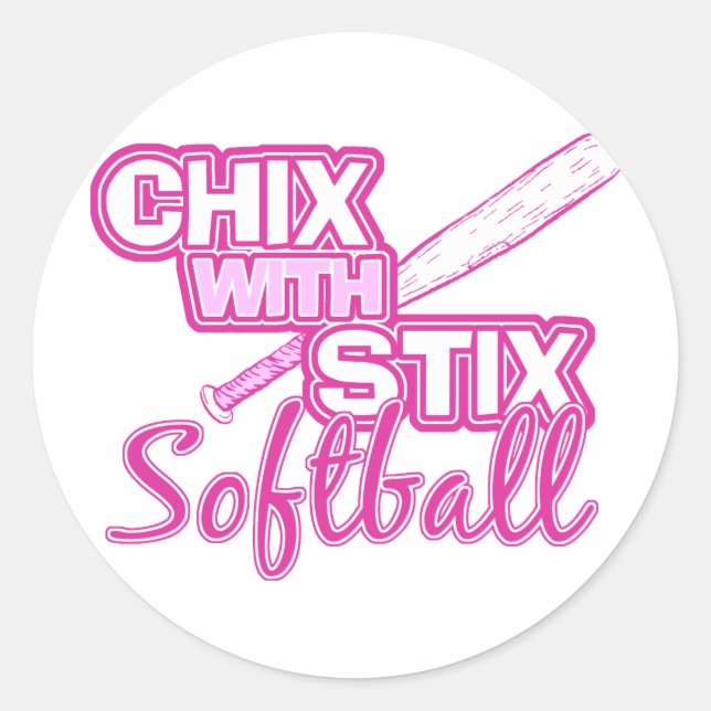 Sticker Rond Chix Avec Stix Softball (Devant)