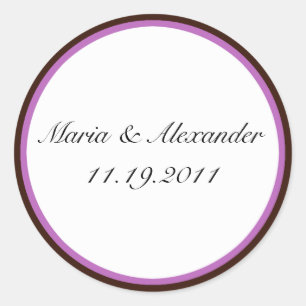 Sticker Rond Chocolat à rayures violettes Phoques Brown / Stick