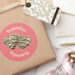 Sticker Rond Chocolat bonbon coeur corail rose mignon amour