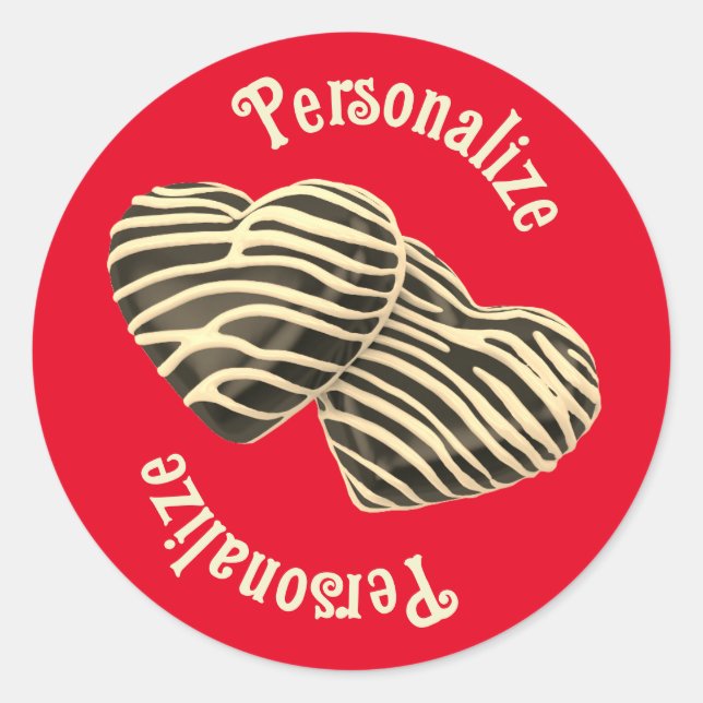 Sticker Rond Chocolat bonbon coeur rouge amour mignon (Devant)
