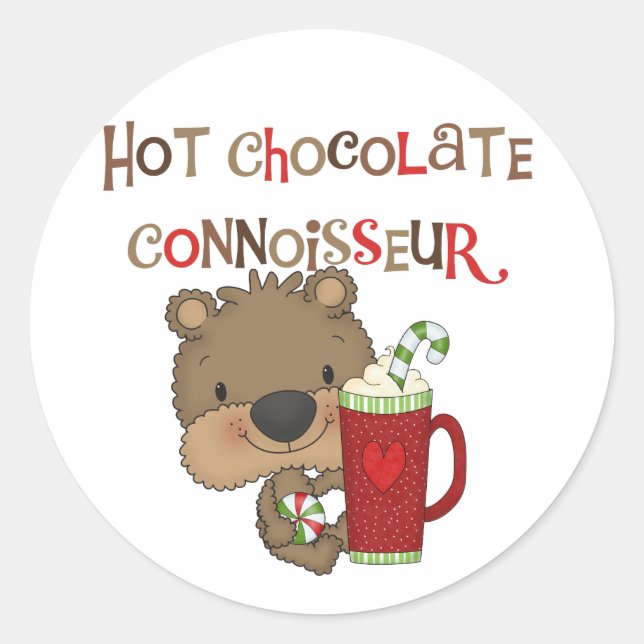 Sticker Rond Chocolat chaud Connoisseur Garçon Ours (Devant)