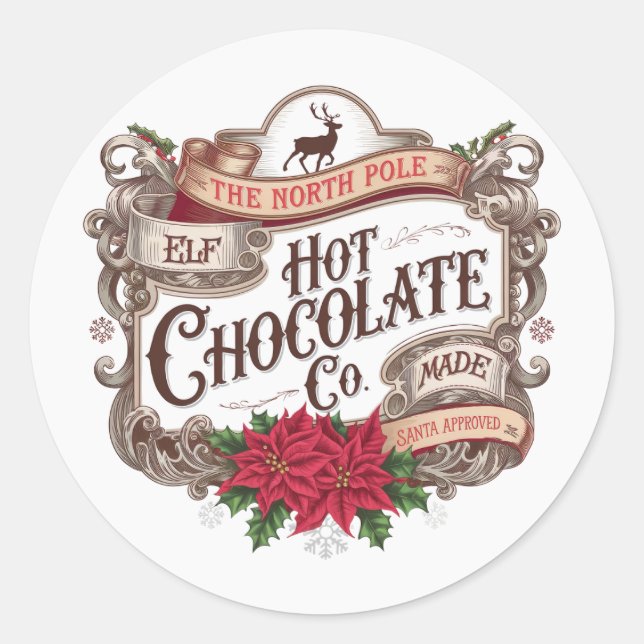 Sticker Rond Chocolat chaud de Noël festif (Devant)