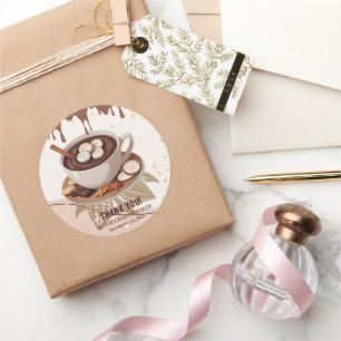 Sticker Rond Chocolat chaud et biscuits Baby shower d'hiver