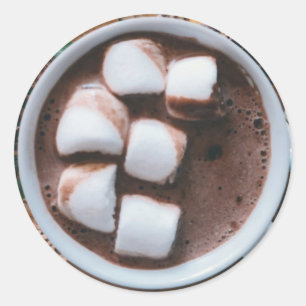 Sticker Rond Chocolat chaud et cacao de marshmallows