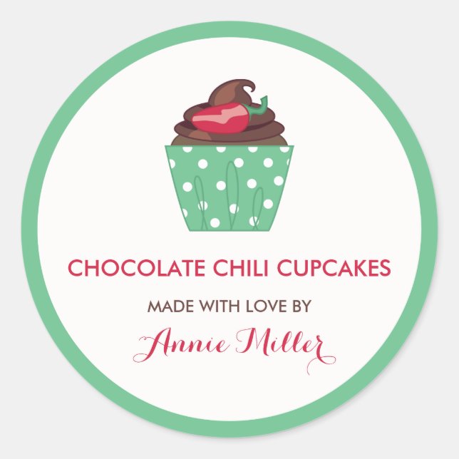 Sticker Rond Chocolat Chili Cupcakes Cuisine maison (Devant)