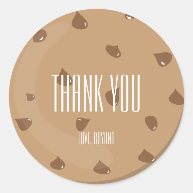 Sticker Rond Chocolat Chip COOKIE Anniversaire Fête Favoriser S (Devant)