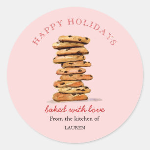 Sticker Rond Chocolat chips cookie Joyeuses fêtes