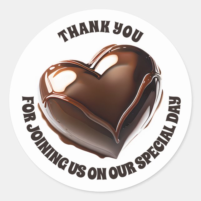 Sticker Rond Chocolat coeur bonbon pour remercier (Devant)