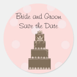 Sticker Rond Chocolat et rose Enregistrer la date