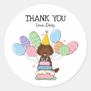 Sticker Rond Chocolat Labradoodle Anniversaire Favoriser Tags S