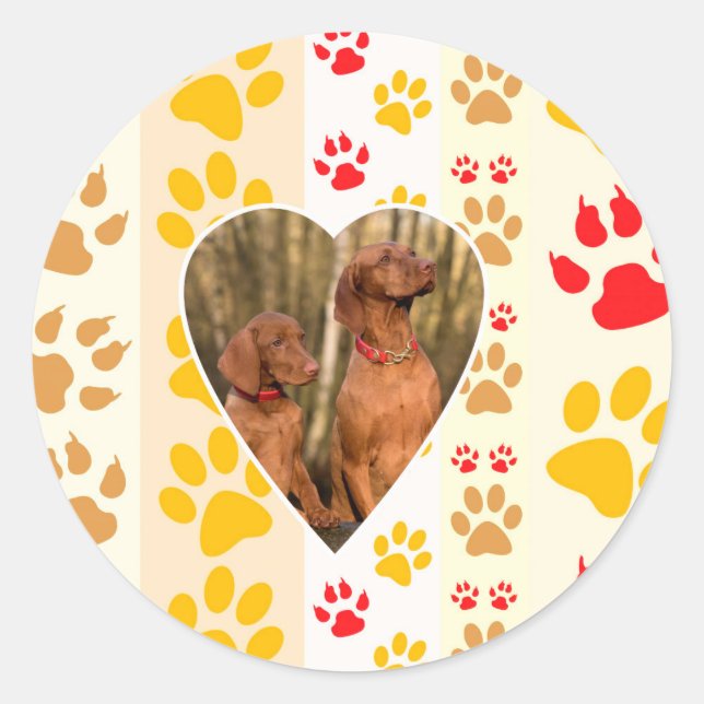 Sticker Rond Chocolat Labrador Retriever Coeurs de chien Emprei (Devant)