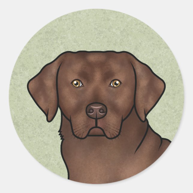 Sticker Rond Chocolat Labrador Retriever Cute Lab Chien Portrai (Devant)