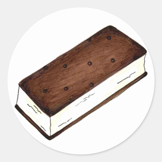 Sticker Rond Chocolat Vanilla Crème de glace Sandwich Dessert a (Devant)