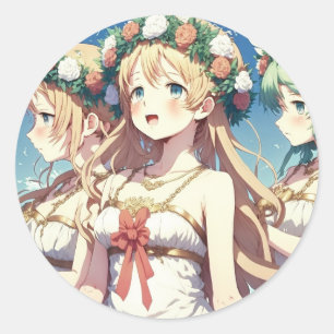 Sticker Rond Choeur d'anime
