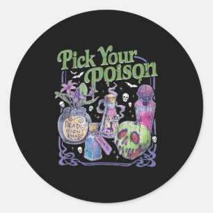 Sticker Rond Choisis ton poison, Vintage princesse Halloween