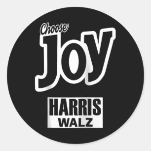 Sticker Rond Choisissez Joy Kamala Harris Tim Walz Slogan 2024 