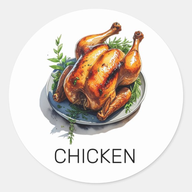 Sticker Rond Choix de repas pour Mariage de poulet personnalisé (Devant)