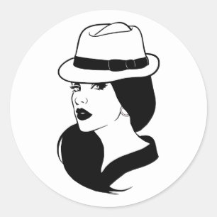 Sticker Rond Chola Mexicaine Latina Fille Femme Visage Art