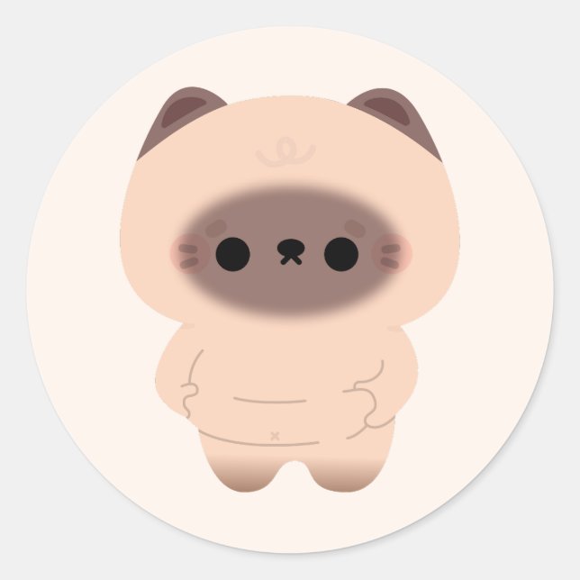 Sticker Rond Chonky Siamese (Devant)