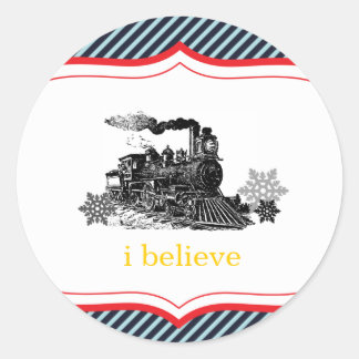 Sticker Rond choo choo train garçon anniversaire Noël hiver