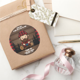 Sticker Rond Chop Chop ! Baby shower de flannelle de bûcheron r