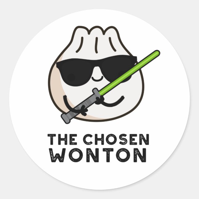 Sticker Rond Chosen Wonton Funny Food Pun (Devant)