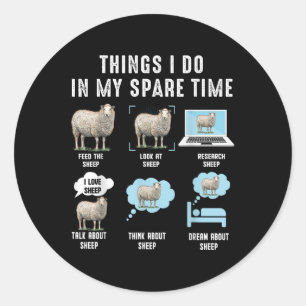 Sticker Rond Choses que je fais pendant mon temps libre Moutons