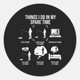Sticker Rond Choses que je fais pendant mon temps libre Pêche P