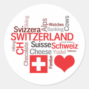 Sticker Rond Choses suisses préférées - amour Suisse d'I