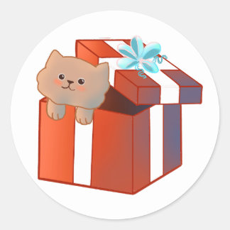 Sticker Rond chou dans une boîte cadeau